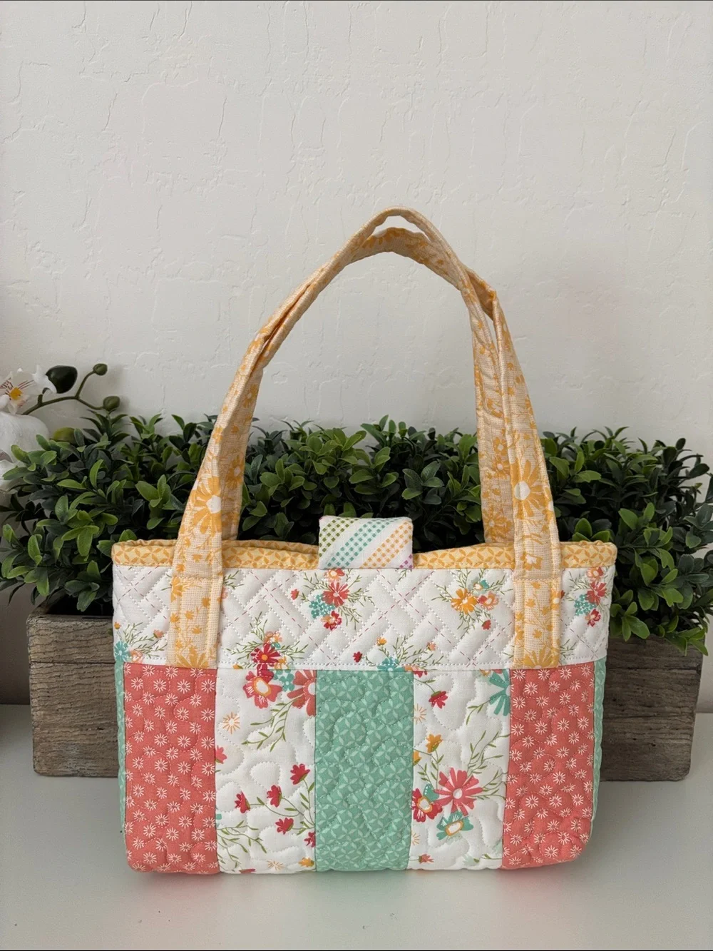 Handmade small Quilted Floral Patchwork Tote
